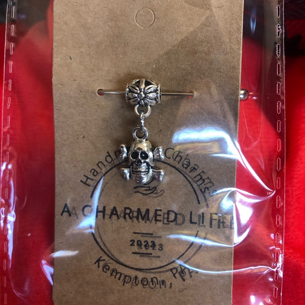 NOT FOR SALE NWT, Handmade by A Charmed Life. Skeleton on a Silver Bail.